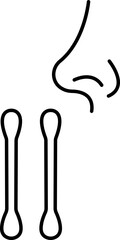 cotton swabs with nose icon, Conceptual flat design icons of cotton buds Flat Graphic Design, Nasal swab test. isolated on transparent background, used for mobile apps, Pharmacy template designs.