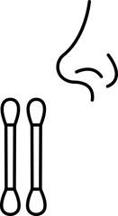 cotton swabs with nose icon, Conceptual flat design icons of cotton buds Flat Graphic Design, Nasal swab test. isolated on transparent background, used for mobile apps, Pharmacy template designs.