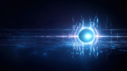 Obraz premium Glowing Blue Circle Abstract Background