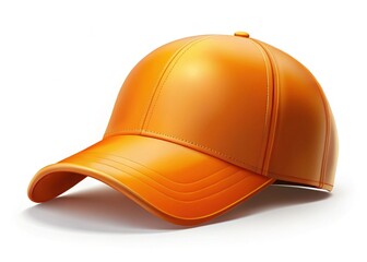 Fototapeta premium Stylish Orange Sun Hat, Sport Cap, Summer Fashion Accessory, Isolated Background