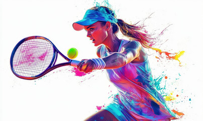 Illustration of a female athlete playing tennis