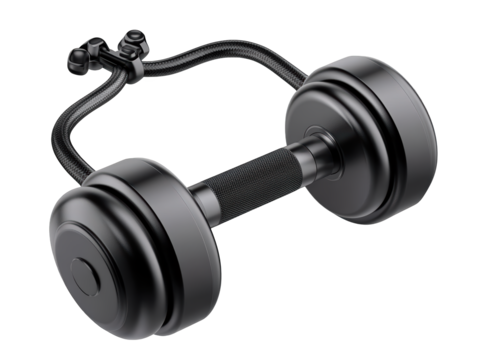 Dumbbell with black handle and circular weights for effective strength training.