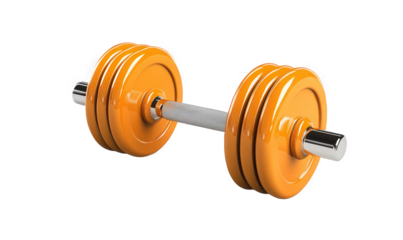 A yellow dumbbell