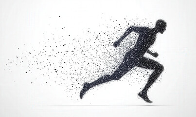 A running person composed of particles