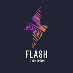 The energy designation icon. The picture represents electricity, voltage. Vector illustration in a simple style. Icon of lightning, thunder.