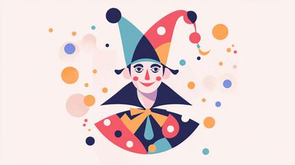Colorful Jester Minimalist Illustration