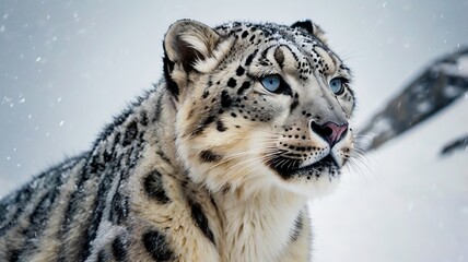 Majestic Snow Leopard in Snowy Mountain Habitat