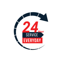 24hr everyday service vector illustration on white background
