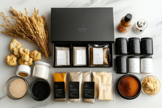 A subscription box membership holder unboxing a set of exclusive items delivered to their doorstep