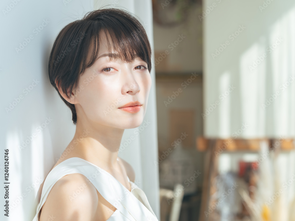 Poster 女性、脱毛、ポートレート、ウェディング、水着、人物、美容、スキンケア、UVケア、ファッション、クール、かっこいい、ボディケア、ヘルシー、サンルーム、自然光、明るい、爽やか、直射日光、紫外線、室内、ナチュラル、コスメ、化粧品、エステ、日焼け止め、日本人、日差し、リラックス、メイク、サロン、夏、ブライダル、ドレス、ビューティー、ビューティ、美肌、美白、美顔、アンチエイジング、エイジングケア、肌ケア、セ