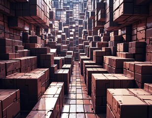 Obraz premium Cube City: A Geometric Labyrinth