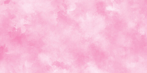 Soft and cloudy watercolor stain of pink paint texture, brush painted watercolor abstract painting background, fresh and blurry pink cloud sky on art graphics, creative colorful modern pink paper.