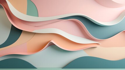 Soft powdery pastel organic cutout shapes in muted harmonious colors for modern minimalist design concepts layouts art packaging and more  Serene ethereal