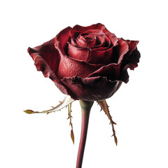 A red rose with a white background