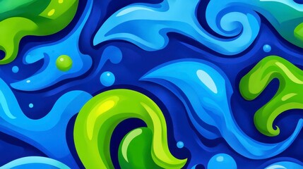 Fototapeta premium Colorful swirling patterns in shades of blue and green creating a dynamic underwater atmosphere