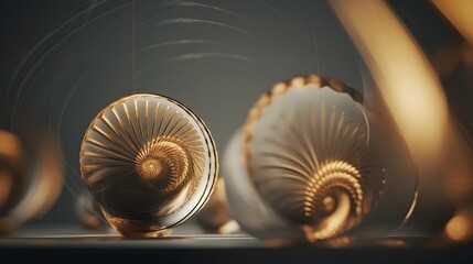 Obraz premium Elegant golden geometric abstract 3D rendered shapes for premium branding corporate identity design and modern visual styling Luxurious minimalist pattern and texture background