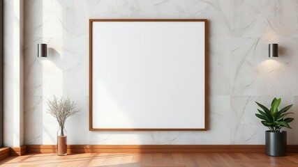 A mockup of a blank wall art print featuring a modern design, perfect for showcasing your artwork or photography, decor, interior, template