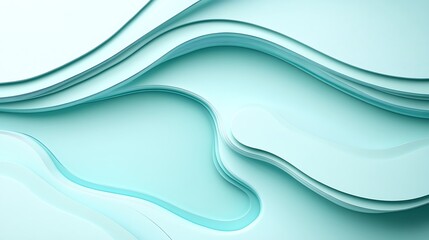 Obraz premium Abstract teal waves, paper art, background