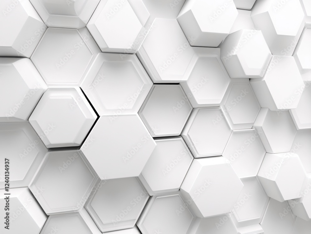 Poster abstract white hexagonal pattern creating a modern and geometric background with depth and texture