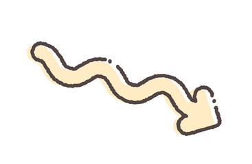 Pastel colored arrow vector illustration twisting downward cute simple