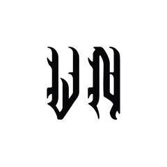 WN monogram logo design letter text name symbol monochrome logotype alphabet character simple logo