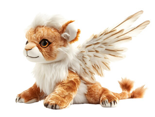 Obraz premium Adorable Winged Plush Lion Toy with Soft Fur and Bright Eyes