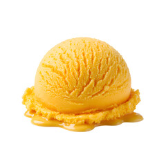 Mango Flavored Ice Cream Scoop with Slight Melting