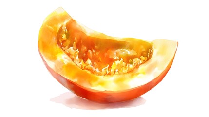 Watercolor Painting of a Pumpkin Slice