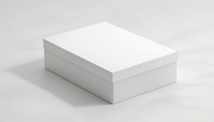 Blank white box with lid on minimalistic background for packaging design