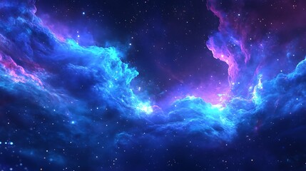 Obraz premium Blue and Purple Nebula with Scattered Stars