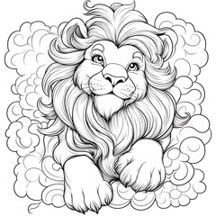 Obraz premium Roaring Lion Coloring Page for Creatives