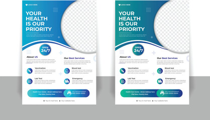Modern Professional design medical flyer or poster unique shape  layout