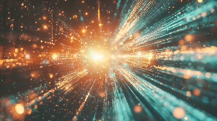 Fototapeta premium Futuristic data stream, cosmic speed, digital galaxy, abstract background, tech presentation
