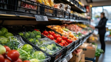 Fresh produce display grocery store photography indoor environment eye-level viewpoint healthy living concept