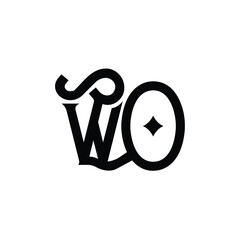 WO monogram logo design letter text name symbol monochrome logotype alphabet character simple logo