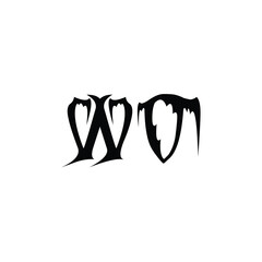 WO monogram logo design letter text name symbol monochrome logotype alphabet character simple logo