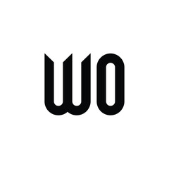 WO monogram logo design letter text name symbol monochrome logotype alphabet character simple logo
