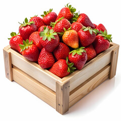 Wooden Box Full of Strawberries