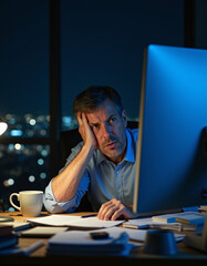 a man sitting at a desk with a computer