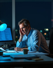 a man sitting at a desk with a computer