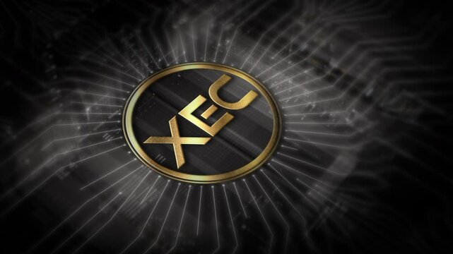 Futuristic digital background highlighting advanced cryptocurrency and encryption technology, featuring blockchain networks and secure cryptographic systems : XEC
