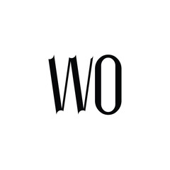 WO monogram logo design letter text name symbol monochrome logotype alphabet character simple logo