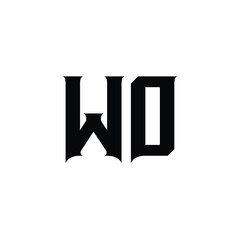 WO monogram logo design letter text name symbol monochrome logotype alphabet character simple logo