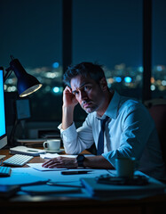 a man sitting at a desk with a computer