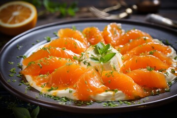 Delightful citrus salad with vibrant flavors and fresh herbs. Generative AI