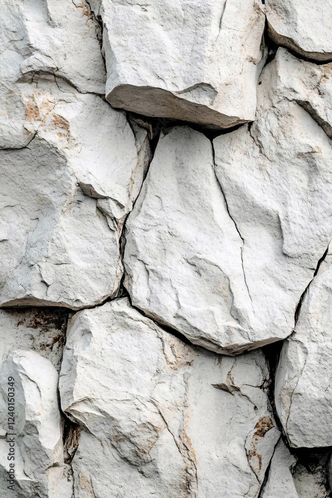 Poster white rock surface with deep cracks and rough texture creating a natural abstract pattern