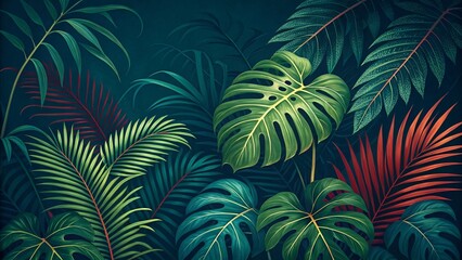Lush Tropical Palm Leaves with Dramatic Lighting and Rich Detail V5