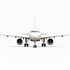 Naklejka premium Front View of a White Passenger Airplane on a White Background Ready for Travel