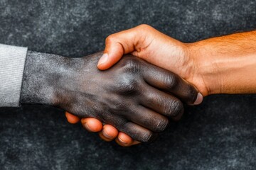A hyper-realistic close-up of diverse hands joining together in a powerful grip, symbolizing a united and strong workforce, showing fine details of skin textures and lighting