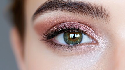 Obraz premium Close-up of woman's eye with makeup, studio shot